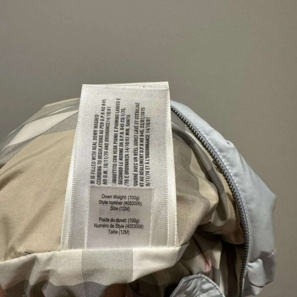 Burberry Snowsuit Down Filled Quilted Puffer Blue Nova Check Baby sz 12 month